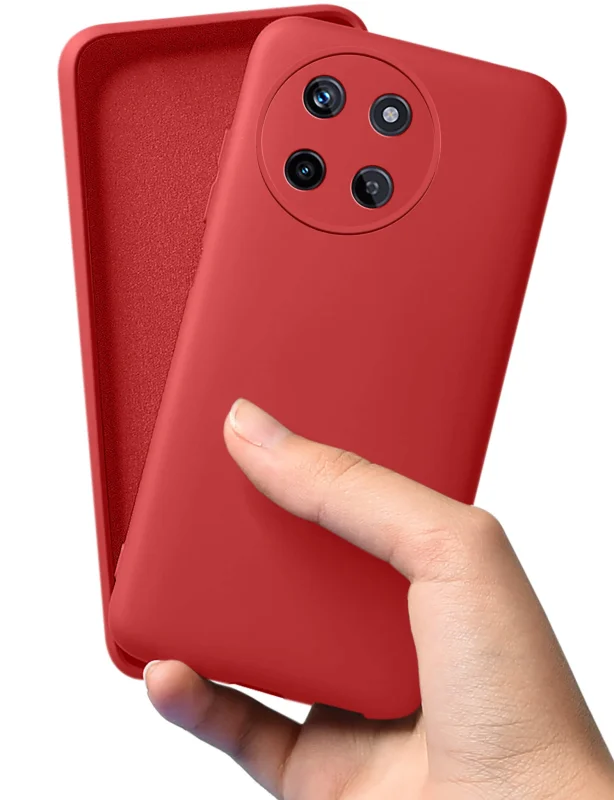 Etui do Realme 11 4G czerwone silikonowe + szkło, nakładka, na plecki, case, silicone