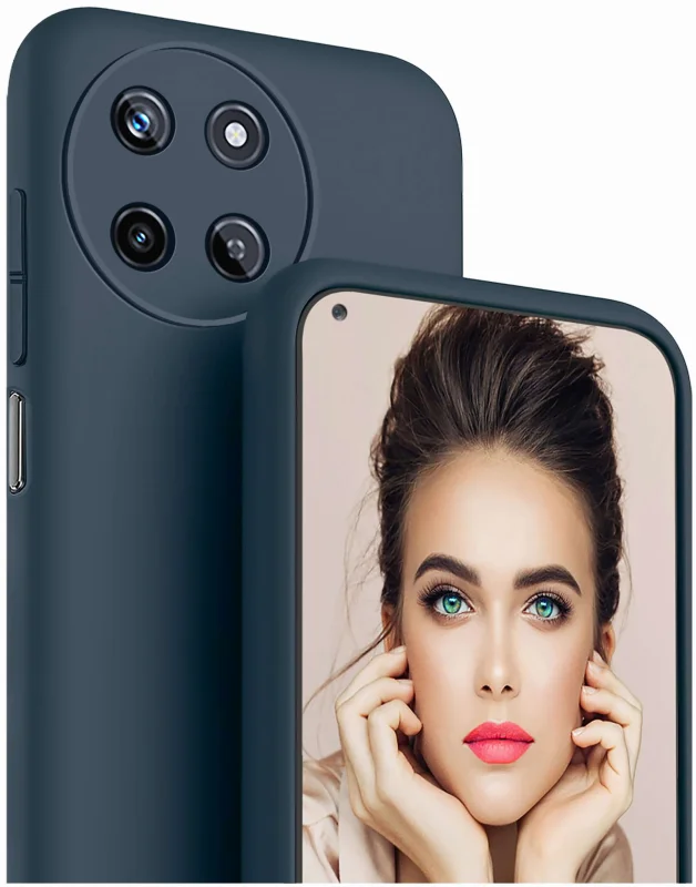 Etui do Realme 11 4G granatowe silikonowe + szkło, nakładka, na plecki, case, silicone