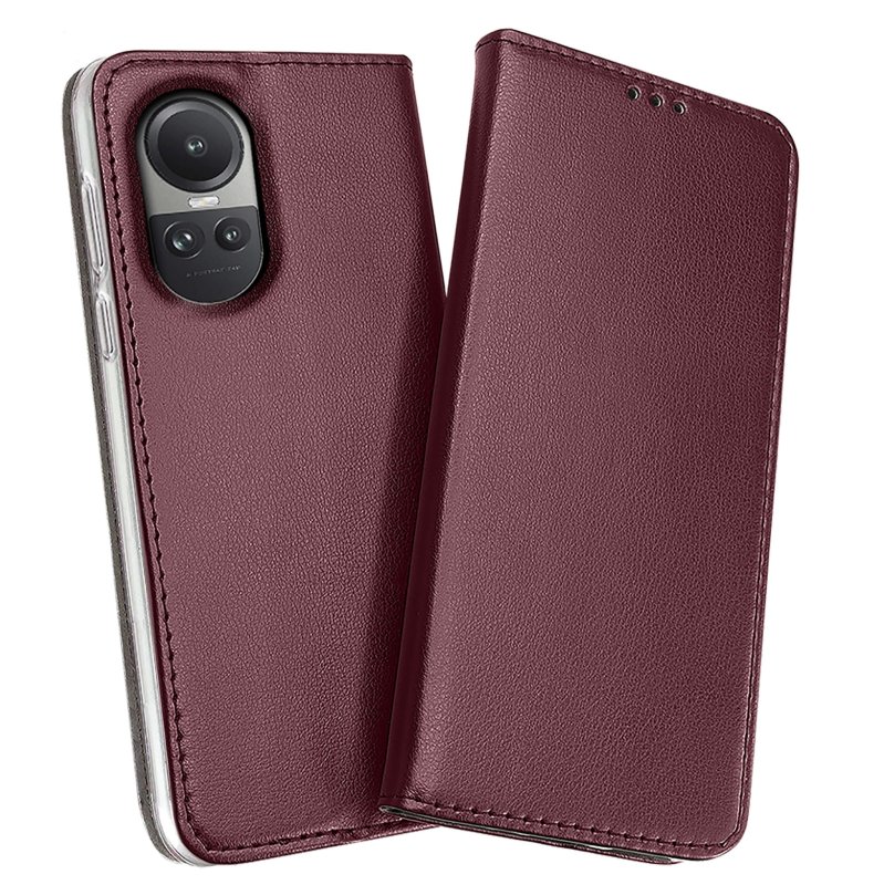 Etui do Oppo Reno 10 5G / 10 Pro 5G burgundowe magnetyczne zamykane, kabura, pokrowiec, case, z klapką
