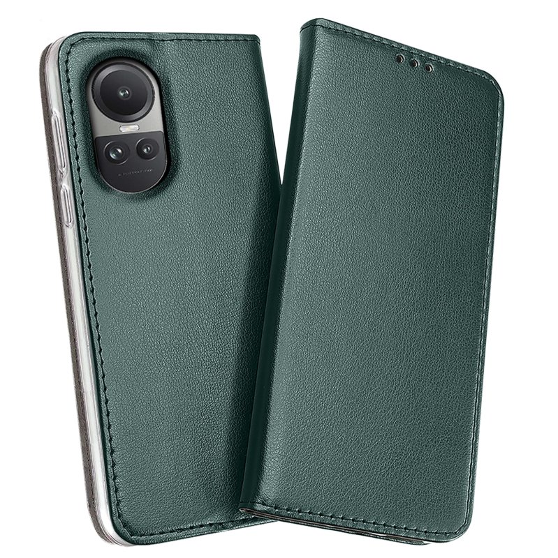 Etui do Oppo Reno 10 5G / 10 Pro 5G zielone magnetyczne zamykane, kabura, pokrowiec, case, z klapką