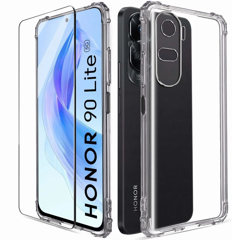 Etui do Honor 90 Lite 5G przeźroczyste + szkło, nakładka, na plecki, case, anty shock, ultra