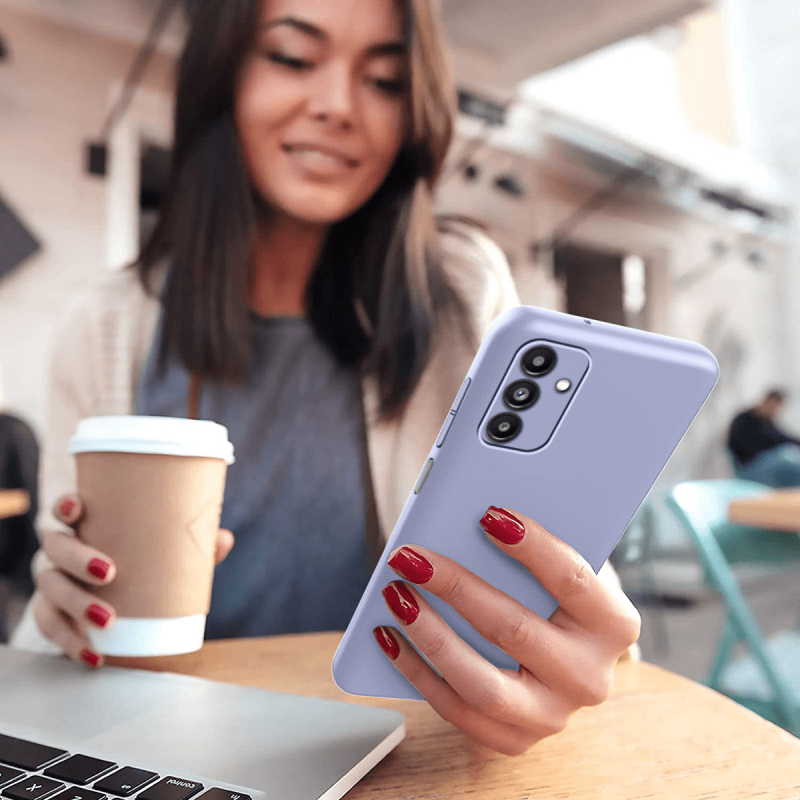 Etui silikonowe do Samsung Galaxy A14 5G pastelowy fiolet + szkło nakładka na plecki case
