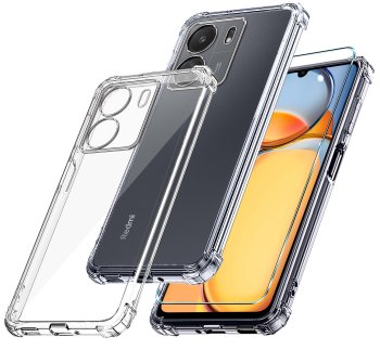 Etui do Xiaomi Redmi 13C / Poco C65 przeźroczyste + szkło