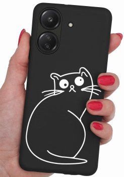 Etui do Xiaomi Redmi 13C / Poco C65 malowane wzór kot ze szkłem