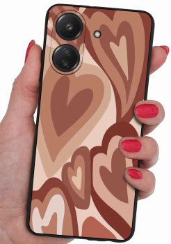 Etui do Xiaomi Redmi 13C / Poco C65 malowane wzór serca ze szkłem