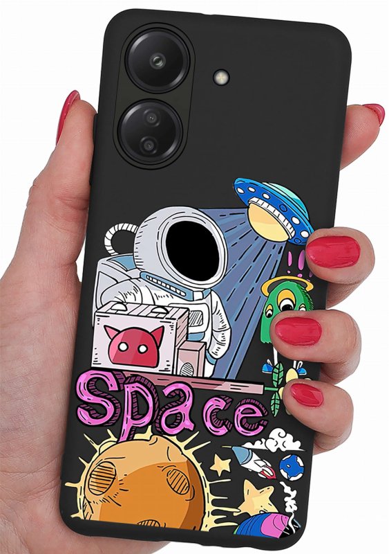 Etui do Xiaomi Redmi 13C / Poco C65 malowane wzór ze szkłem, nakładka, na plecki, case, pudding, mat, space