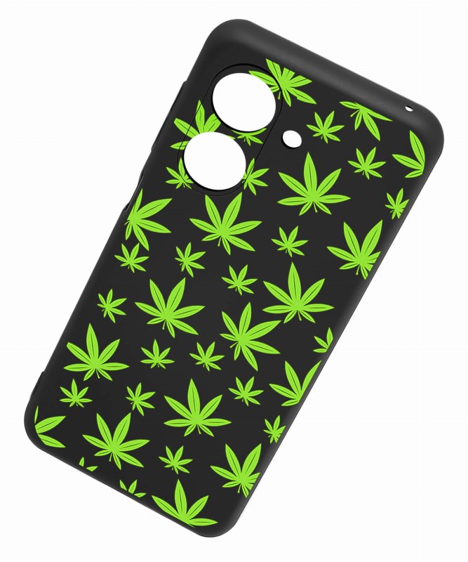 Etui do Xiaomi Redmi 13C / Poco C65 malowane wzór ze szkłem, nakładka, na plecki, case, pudding, mat, liście, marycha, marihuana, konopia, zioło