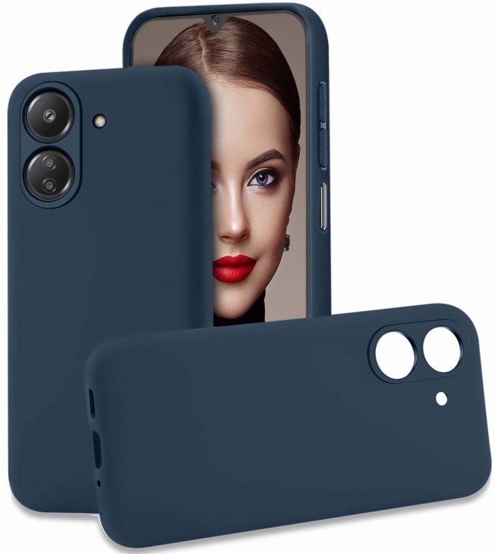 Etui do Xiaomi Redmi 13C / Poco C65 granatowe matowe ze szkłem, nakładka, na plecki, case, pudding