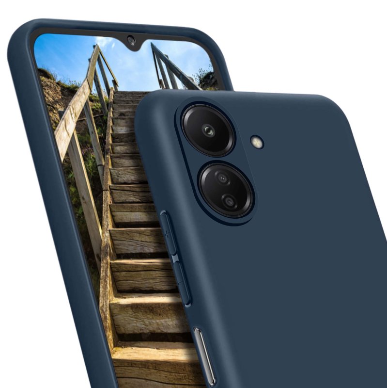 Etui do Xiaomi Redmi 13C / Poco C65 granatowe matowe ze szkłem, nakładka, na plecki, case, pudding