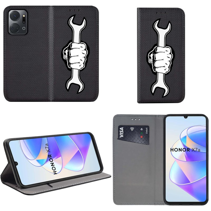 Etui do Honor X7A zamykane malowane wzór klucz ze szkłem, pokrowiec, kabura, case, z klapka, smart wzory