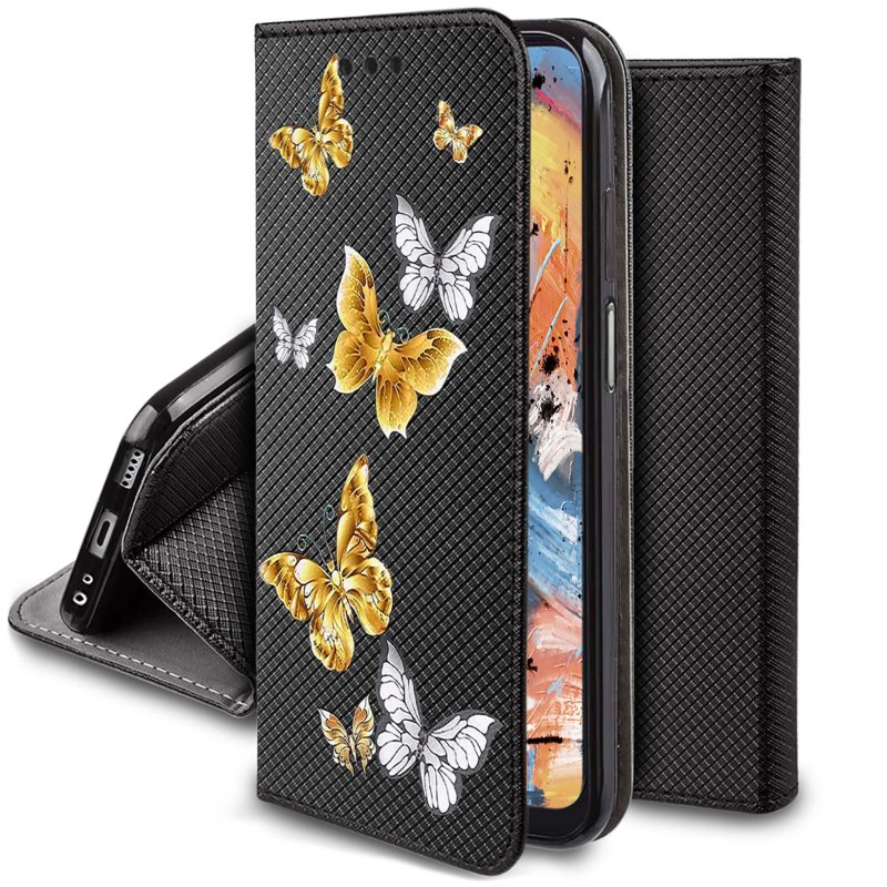 Etui do Honor X7A zamykane malowane wzór motyle ze szkłem, pokrowiec, kabura, case, z klapka, smart wzory