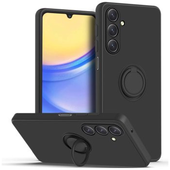Etui do Samsung Galaxy A15 czarne silikon ring ze szkłem