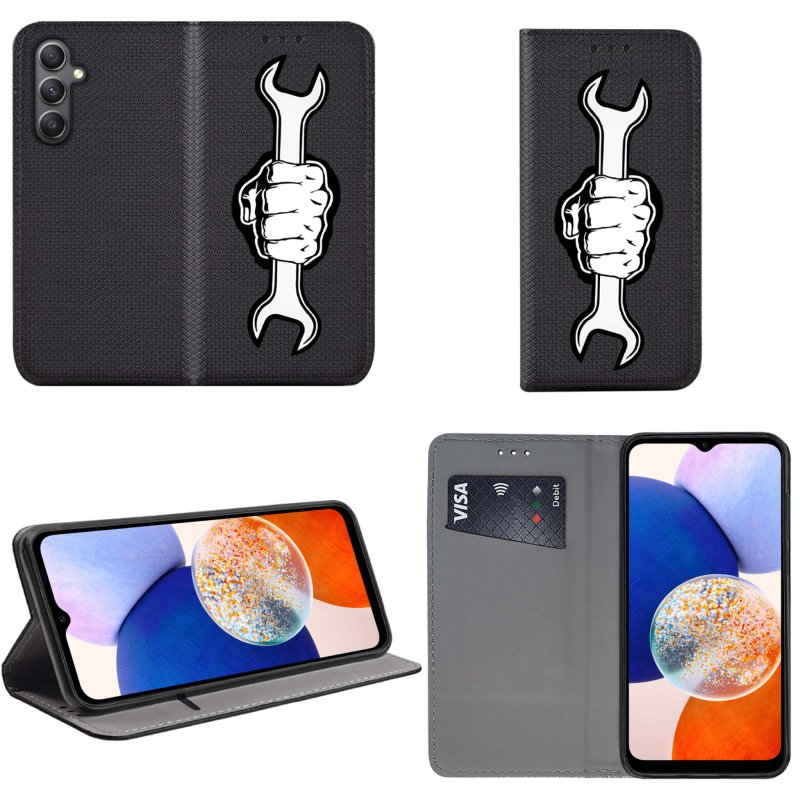 Etui do Samsung Galaxy A05S zamykane malowane wzór klucz ze szkłem, pokrowiec, kabura, case, z klapką, smart wzory