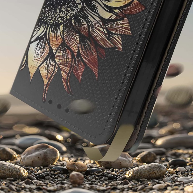Etui do Samsung Galaxy A25 zamykane malowane wzór kwiat ze szkłem, pokrowiec, kabura, case, z klapka, smart wzory, krainagsm