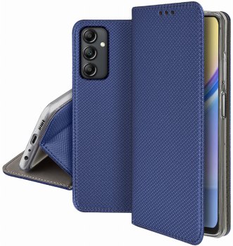 Etui do Samsung Galaxy A25 5G granatowe zamykane ze szkłem
