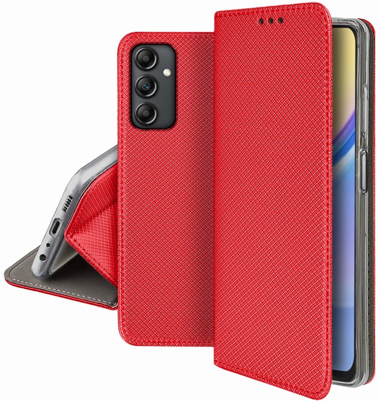 Etui do Samsung Galaxy A25 czerwone zamykane ze szkłem, pokrowiec, kabura, case, z klapka, smart