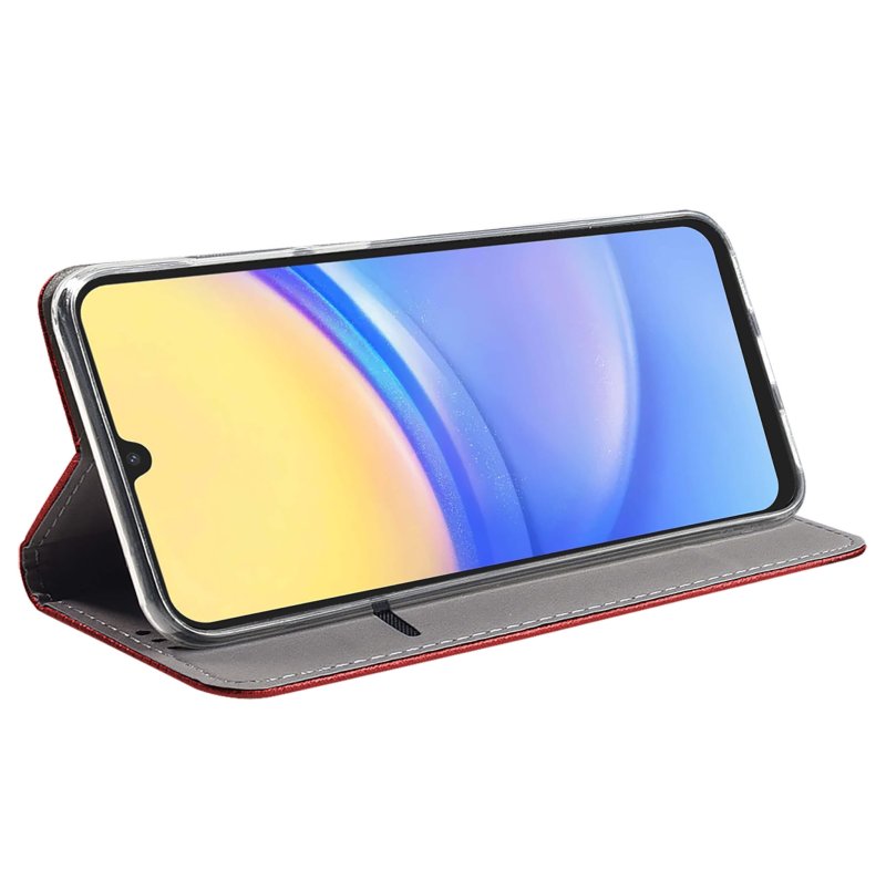 Etui do Samsung Galaxy A25 czerwone zamykane ze szkłem, pokrowiec, kabura, case, z klapka, smart