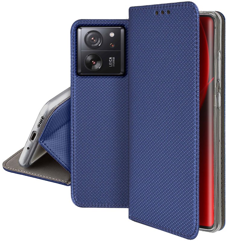 Etui do Xiaomi 13T / 13T Pro granatowe zamykane ze szkłem, pokrowiec, kabura, case, z klapka, smart