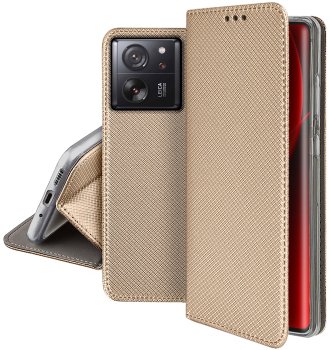 Etui do Xiaomi 13T / 13T Pro złote zamykane ze szkłem