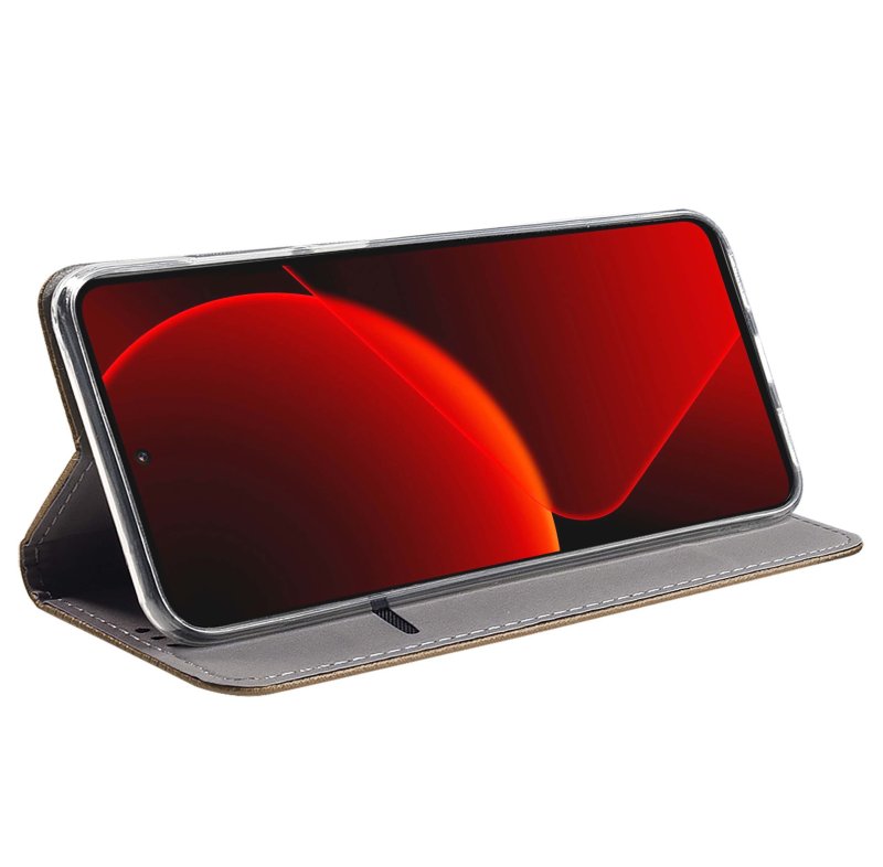 Etui do Xiaomi 13T / 13T Pro złote zamykane ze szkłem, pokrowiec, kabura, case, z klapka, smart