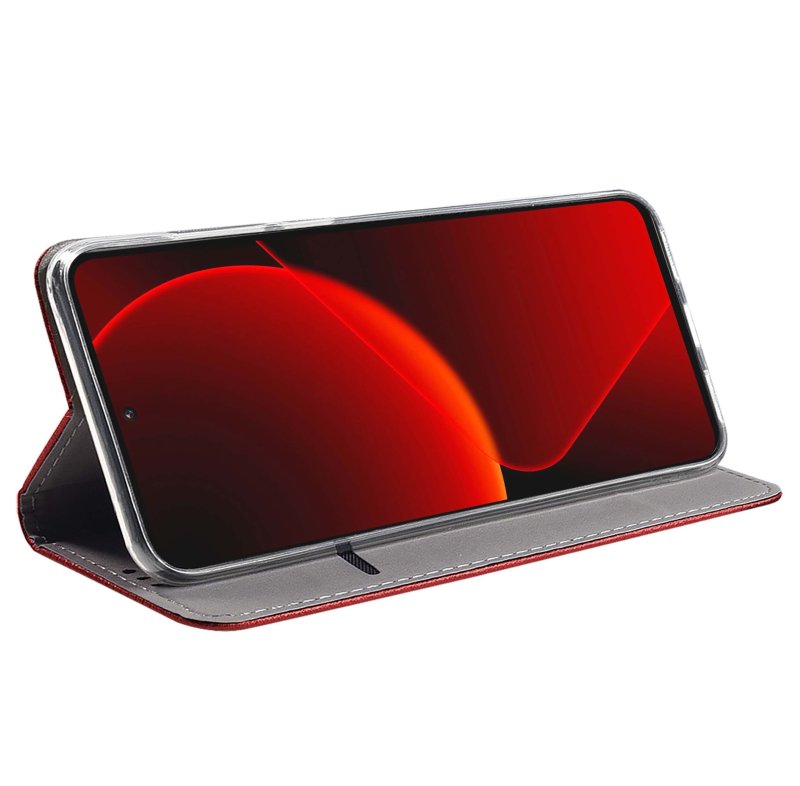 Etui do Xiaomi 13T / 13T Pro czerwone zamykane ze szkłem, pokrowiec, kabura, case, z klapka, smart