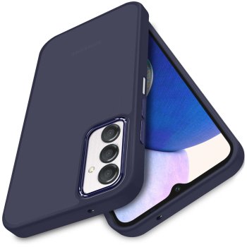 Etui do Samsung Galaxy A25 5G matowe granatowe ze szkłem