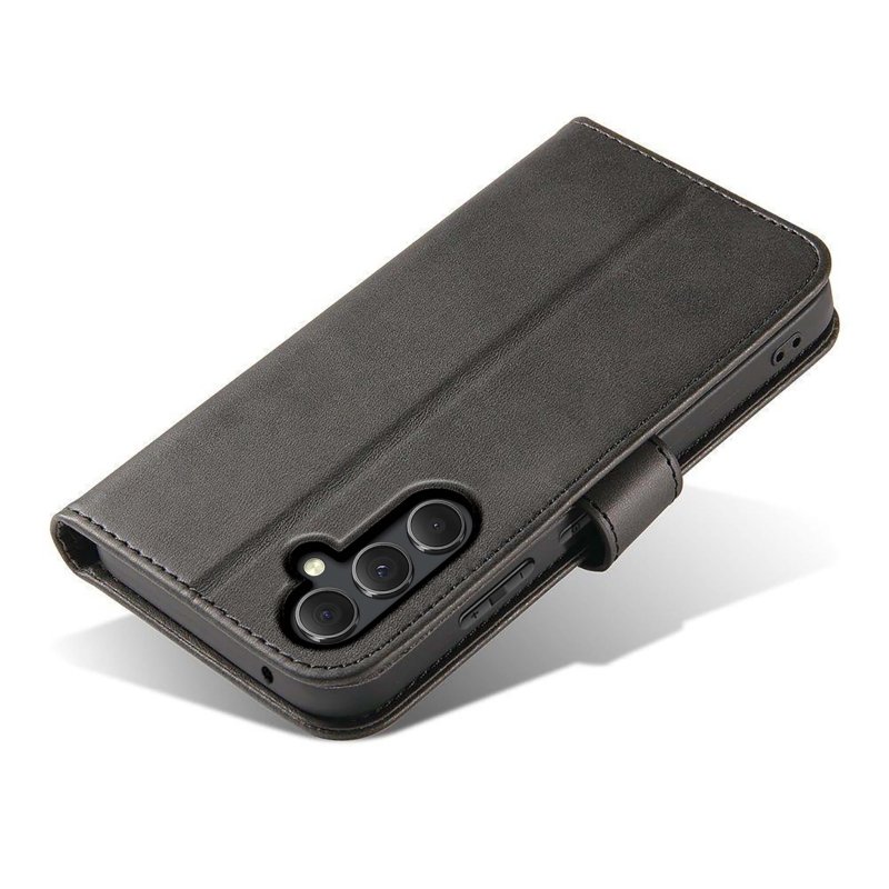 Etui do Samsung Galaxy S24 + Plus skórzane z klapką czarne ze szkłem, pokrowiec, kabura, case, z klapka, magnet case, skin, krainagsm