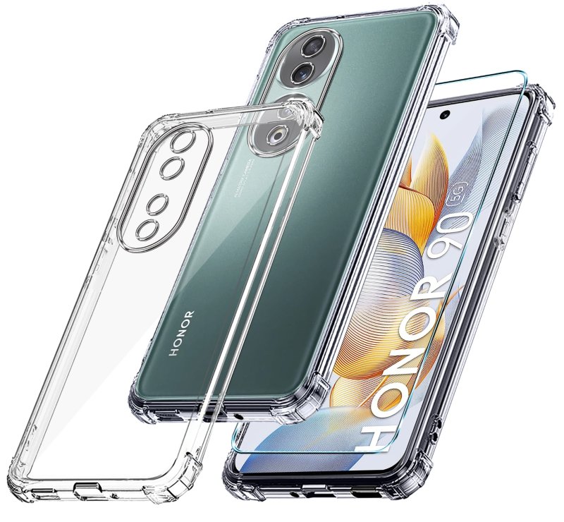 Etui do Honor 90 5G przeźroczyste ze szkłem, nakładka, na plecki, case, ultra, anty shock