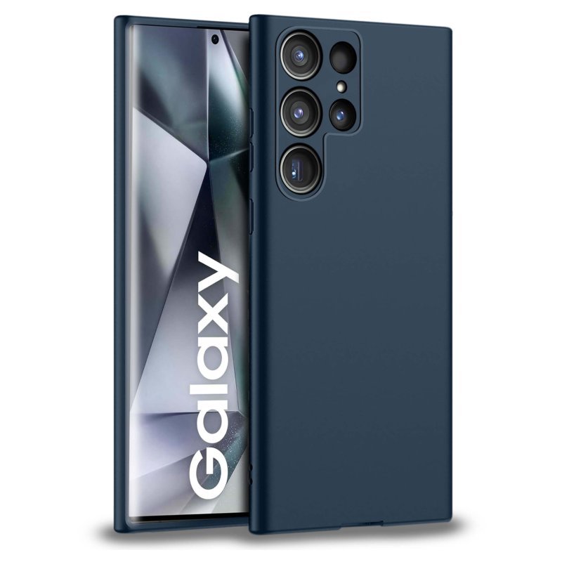 Etui do Samsung Galaxy S24 Ultra granatowe matowe ze szkłem , nakładka, na plecki, case, pudding, mat