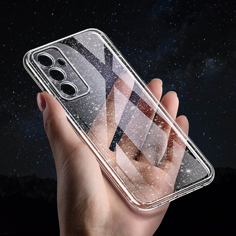 Etui do Samsung Galaxy A05S bezbarwne z brokatem ze szkłem, nakładka, na plecki, case, shine