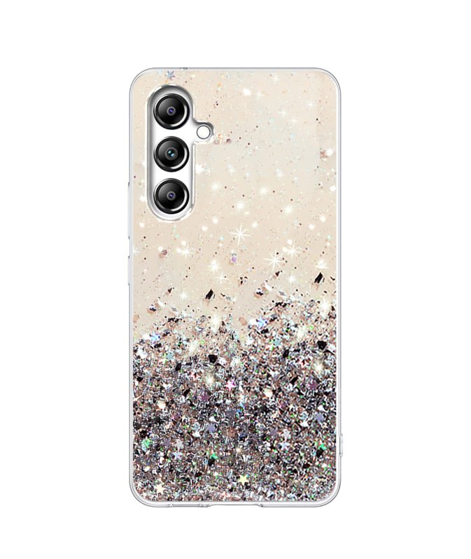 Etui do Samsung Galaxy S24 Plus brokat przeźroczyste ze szkłem, nakładka, na plecki, case, star glitter