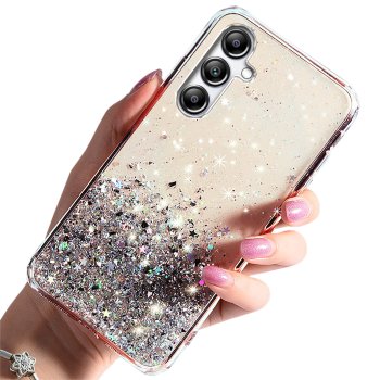 Etui do Samsung Galaxy A15 brokat przeźroczyste ze szkłem