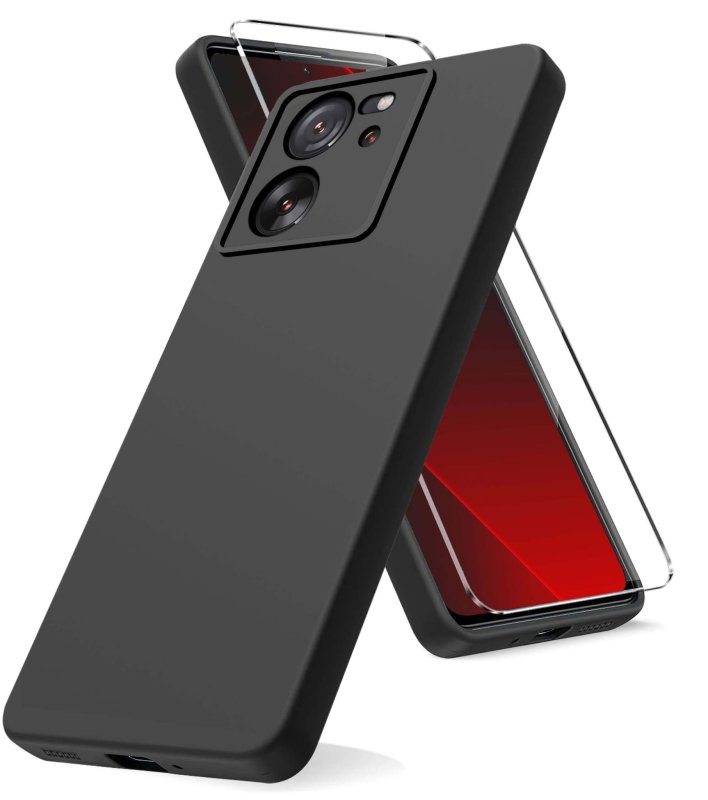 Etui do Xiaomi 13T / 13T Pro czarne matowe ze szkłem, nakładka, na plecki, case, pudding
