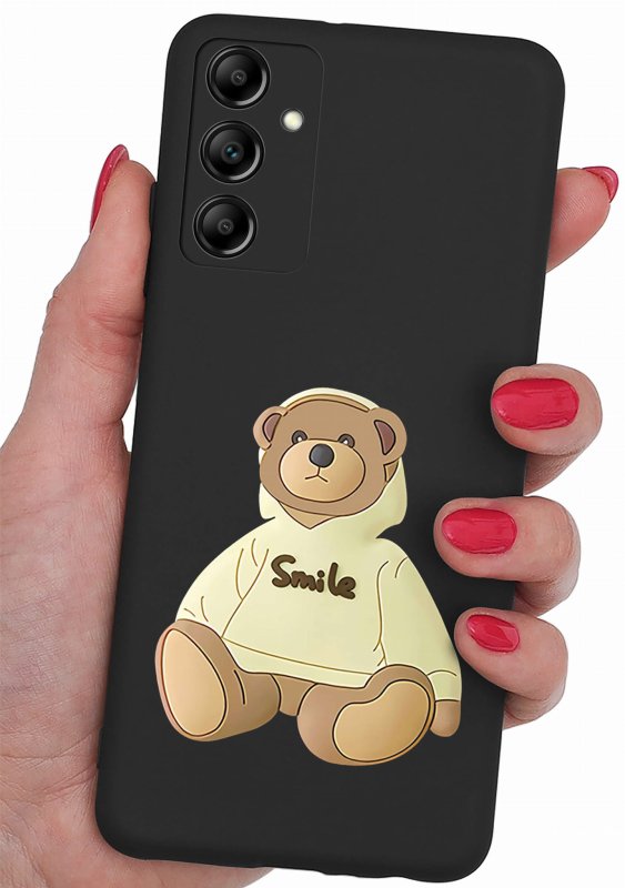 Etui do Samsung Galaxy A05s wzór ze szkłem, nakładka, na plecki, case, miś, smile