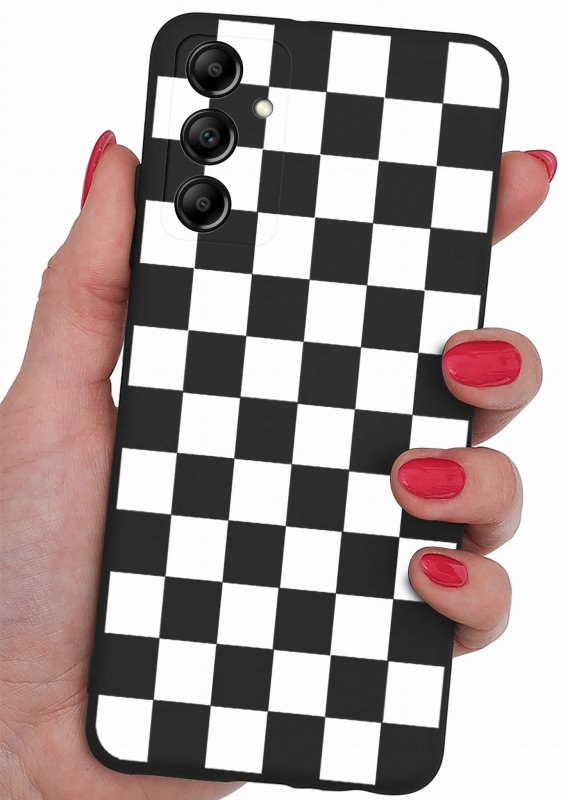 Etui do Samsung Galaxy A05s wzór ze szkłem, nakładka, na plecki, case, matt wzory, szachownica