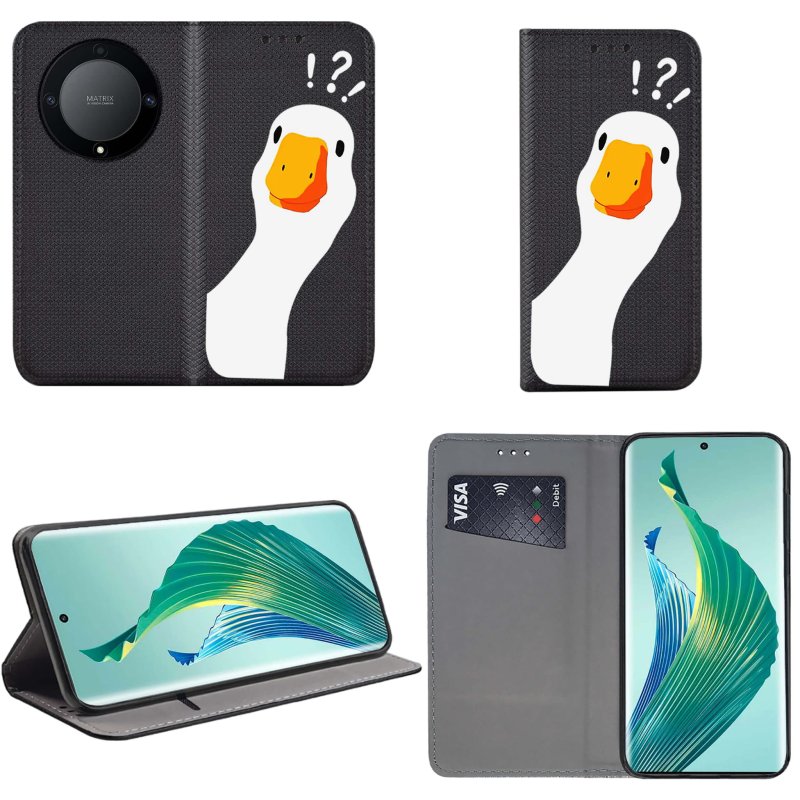 Etui do Honor Magic6 Lite / X50 5G zamykane malowane wzór gęś, kaczka, pokrowiec, kabura, case, z klapka, smart, wzory,