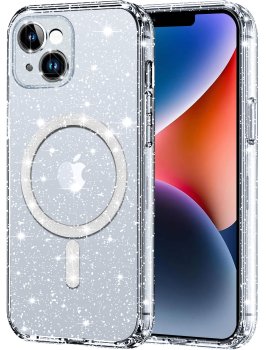 Etui do Iphone 13 / 14 magsafe brokatowe przeźroczyste ze szkłem