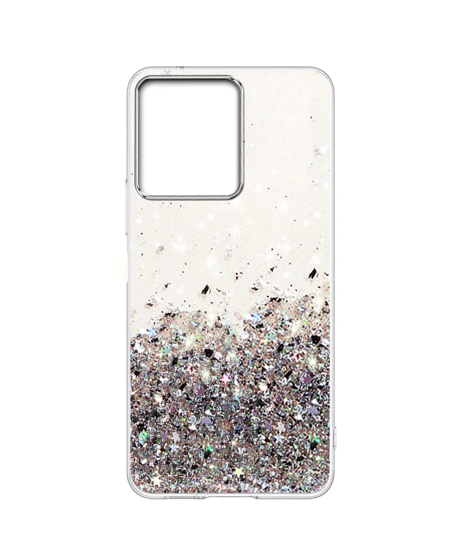 Etui do Xiaomi Redmi 13C / Poco C65 brokat przeźroczyste ze szkłem, nakładka, na plecki, case, star glitter