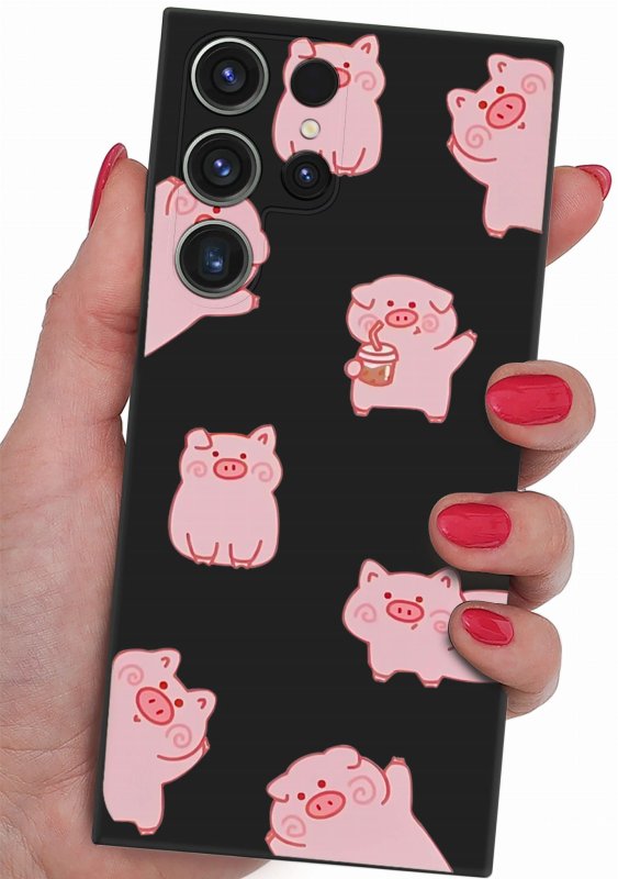 etui-do-samsung-galaxy-s24-ultra-malowane-wzor-ze-szklem , nakładka, na plecki, case, mat wzory, świnki