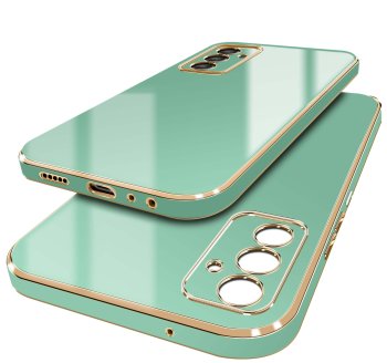 Etui do Samsung Galaxy A15 4G / A15 5G miętowe ze złotą ramką ze szkłem