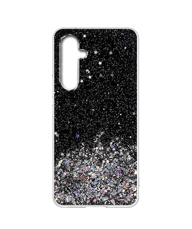 Etui do Samsung Galaxy S23 Fe brokat czarne + szkło, nakładka do Samsung Galaxy S23 Fe, na plecki do Samsung Galaxy S23 Fe, case do Samsung Galaxy S23 Fe,  star glitter do Samsung Galaxy S23 Fe