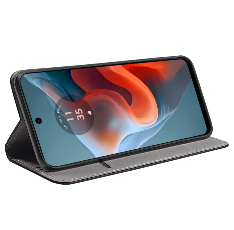 Etui do Motorola Moto G34 5G czarne zamykane ze szkłem, pokrowiec, kabura, case, z klapka, smart
