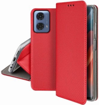 Etui do Motorola Moto G34 5G czerwone zamykane ze szkłem