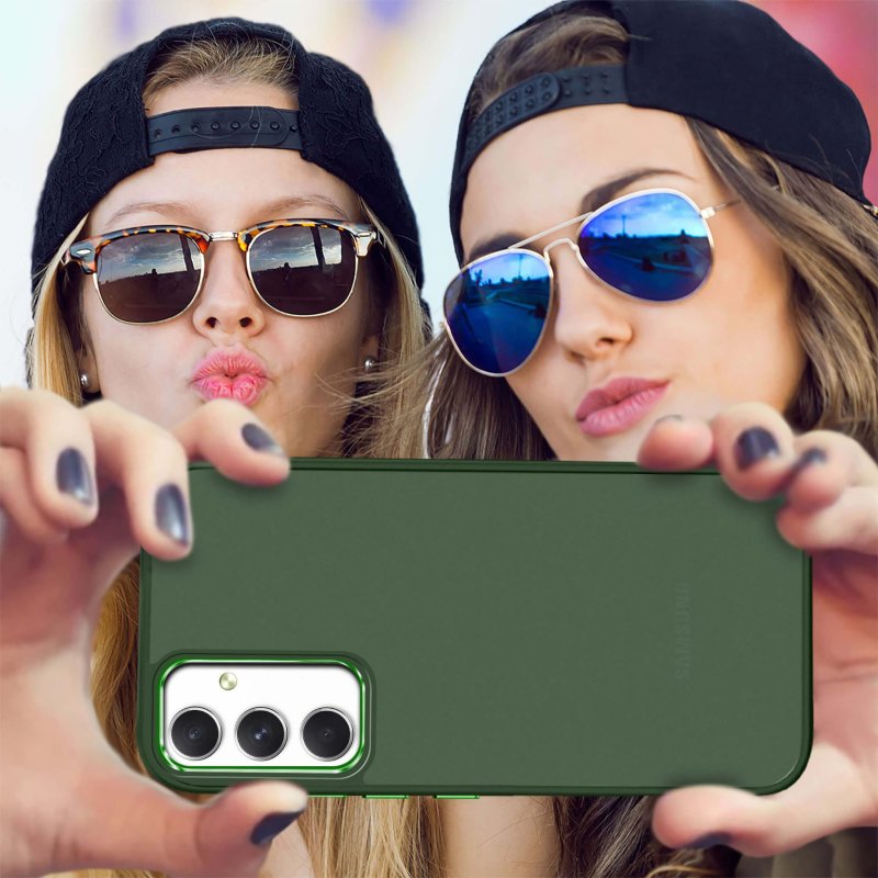 Etui do Samsung Galaxy S23 Fe matowe zielone ze szkłem, nakładka, na plecki, case, nakładka magnetic