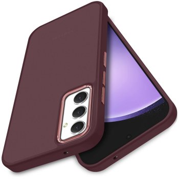 Etui do Samsung Galaxy S23 Fe matowe burgundowe ze szkłem