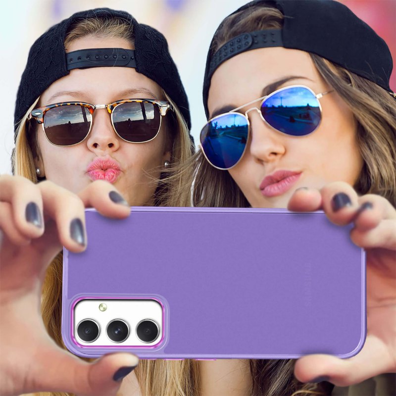 Etui do Samsung Galaxy S23 Fe matowe fioletowe ze szkłem, nakładka, na plecki, case, magnetic