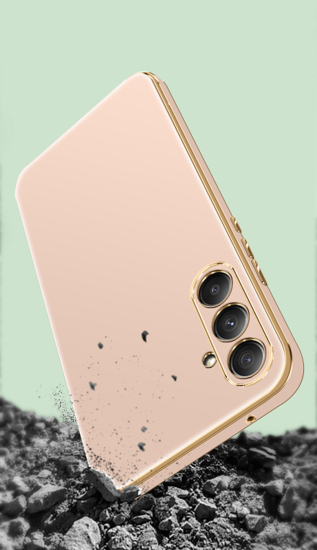 Etui do Samsung Galaxy S23 Fe ze złotą ramką ring różowe ze szkłem, nakładka, na plecki, case, gold finger