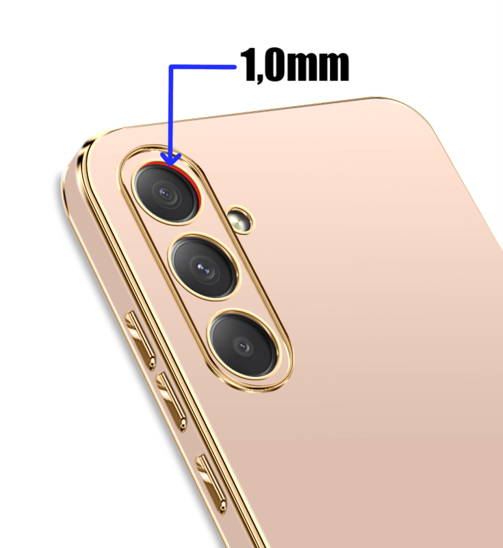 Etui do Samsung Galaxy S23 Fe ze złotą ramką ring różowe ze szkłem, nakładka, na plecki, case, gold finger
