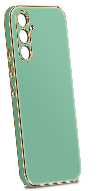 Etui do Samsung Galaxy S23 Fe ze złotą ramką ring zielone ze szkłem, nakładka, na plecki, case, gold finger