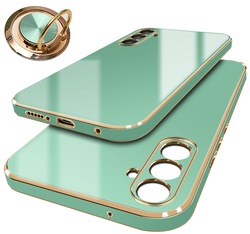 etui-do-samsung-galaxy-s23-fe-ze-zlota-ramka-mietowe-rozowe-ze-szklem